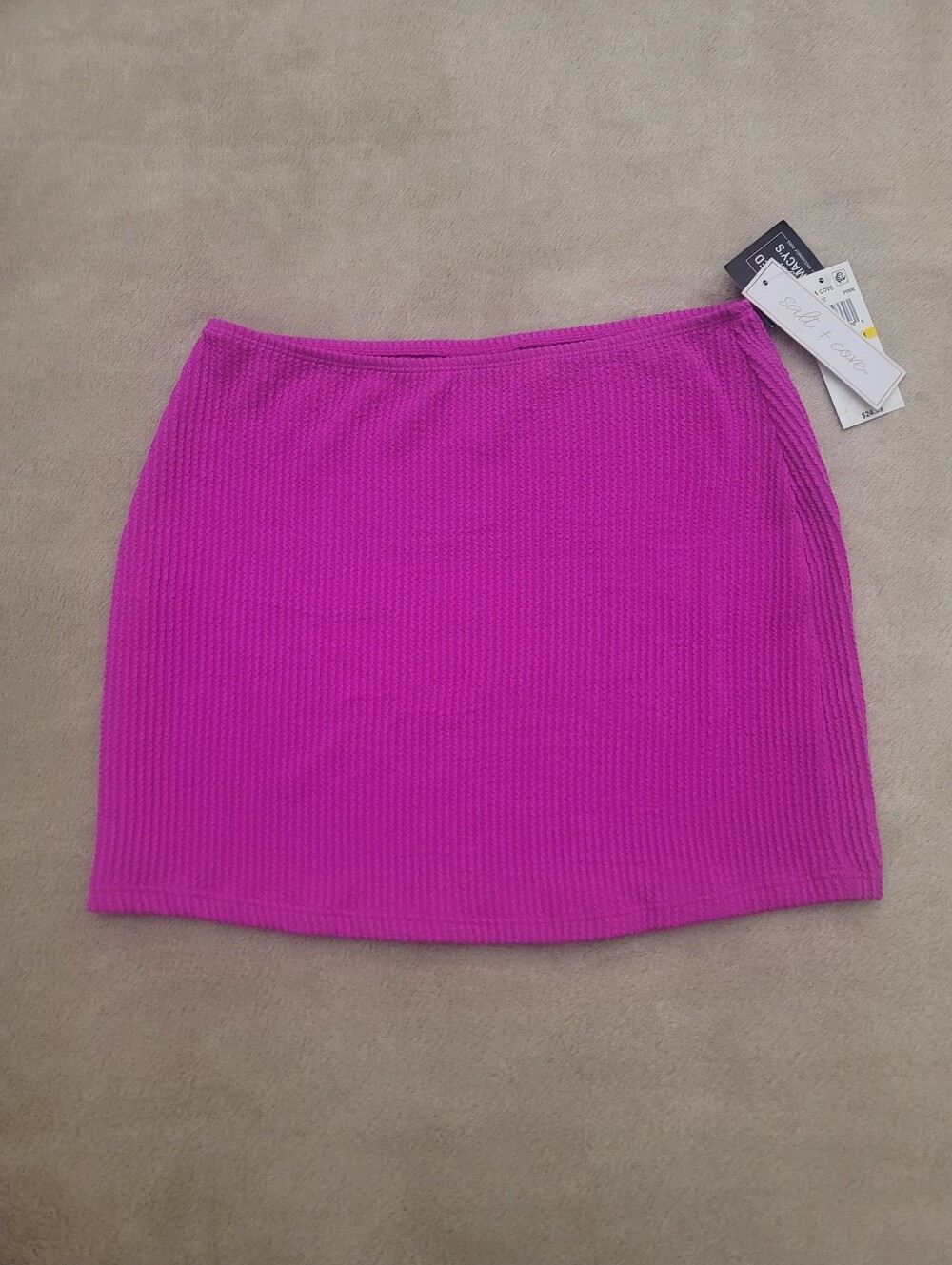 Salt + Cove Junior's Cover-Up Fuscia Ribbed Swim Skirt Size Medium